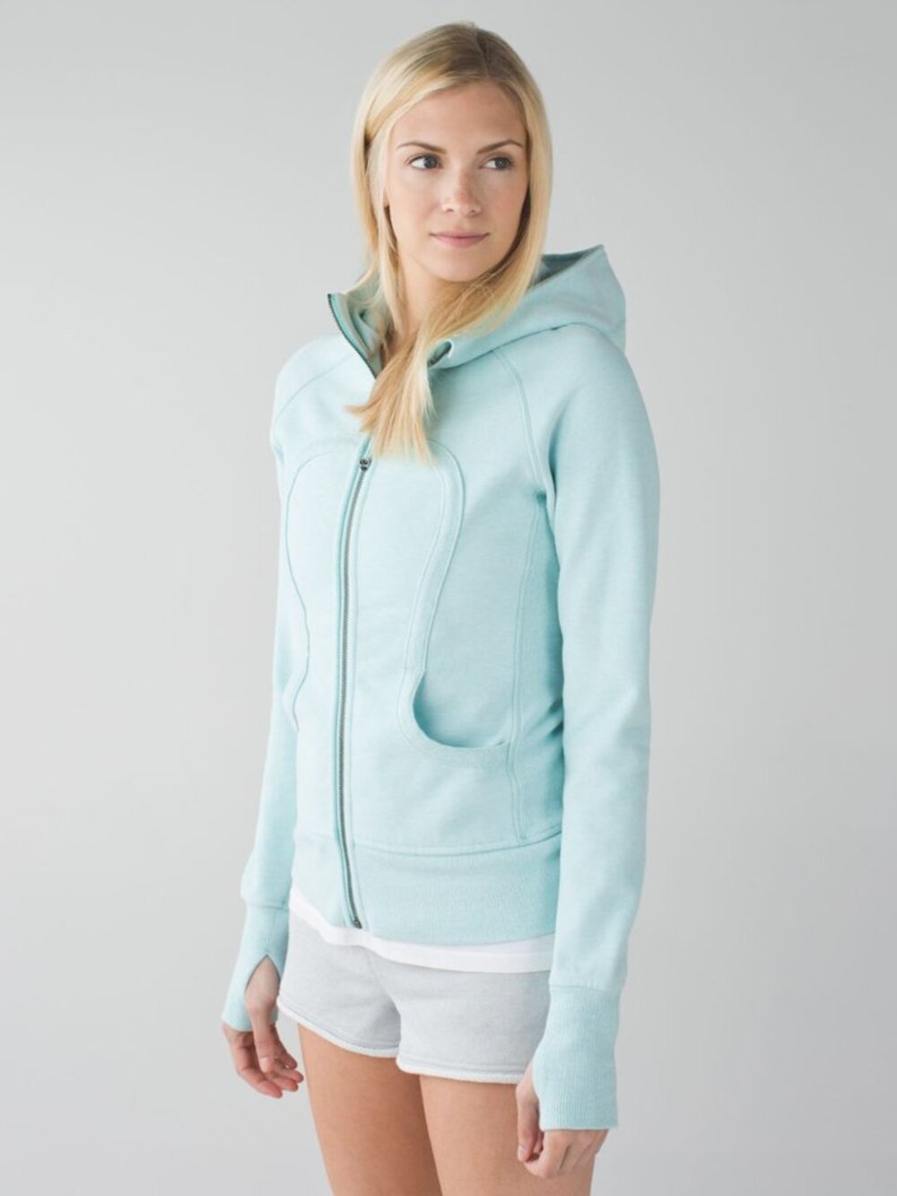 Lululemon Women's Heathered Tranquil Blue Scuba II Full-Zip Hoodie Size 12
